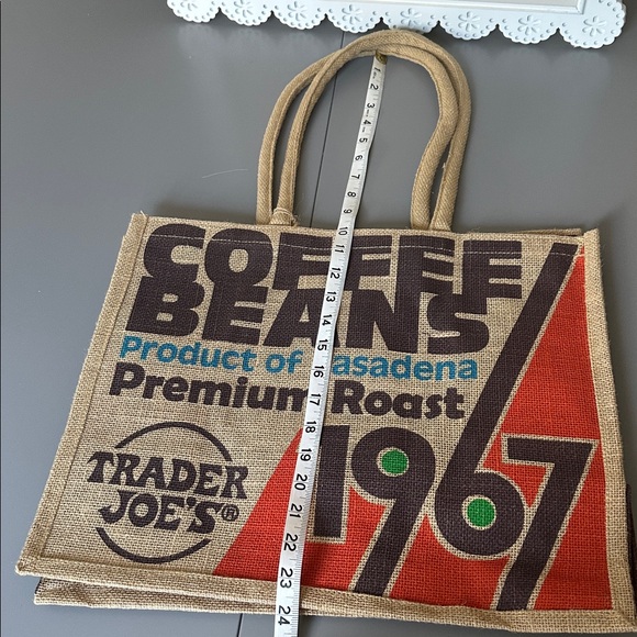 NWT Trader Joe's Burlap Coffee Beans Tote - Picture 6 of 7